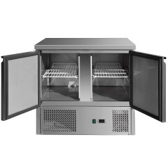Table réfrigérée en acier inox 2 portes 176 litres profondeur 700mm sous comptoir