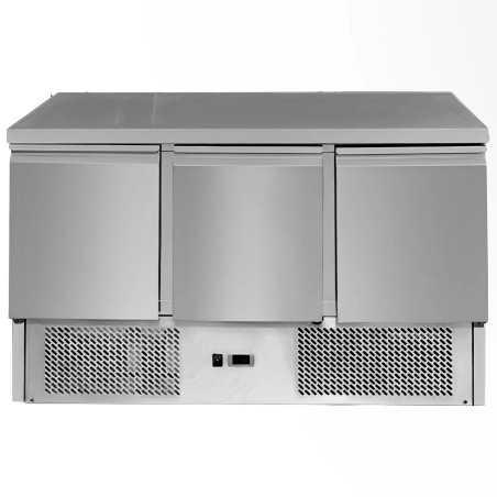 Stainless Steel Refrigerated Counter 3 Doors 260 Liters Depth 700mm Cold Table