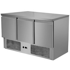 Stainless Steel Refrigerated Counter 3 Doors 260 Liters Depth 700mm Cold Table