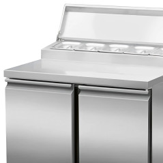 Table de préparation réfrigérée en acier inox 2 portes 176 litres 900x700mm