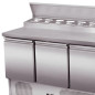 Table de préparation réfrigérée en acier inox 3 portes 260 litres 1365x700mm