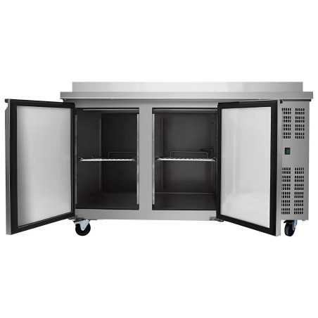 Table réfrigérée industrielle en acier inox 2 portes profondeur 600mm et 260 litres