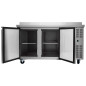 Table réfrigérée industrielle en acier inox 2 portes profondeur 600mm et 260 litres