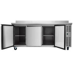 Mesa refrigerada industrial de acero inoxidable 3 puertas fondo 600mm y 417 litros
