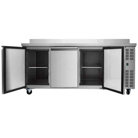Industrial Stainless Steel Refrigerated Counter 3 Doors 417 Liters Depth 600mm