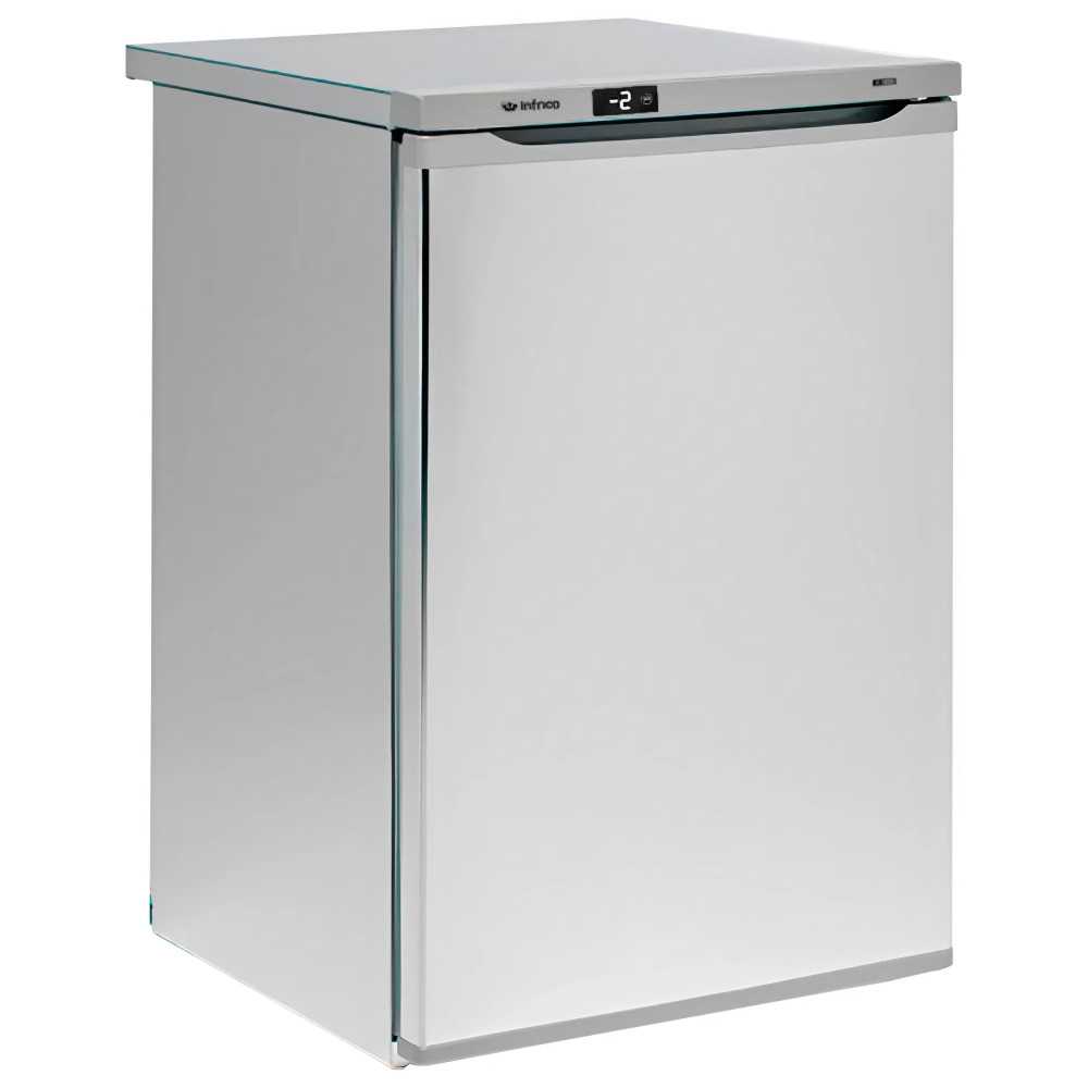 Small professional undercounter freezer 84 L stainless steel with 3 shelves