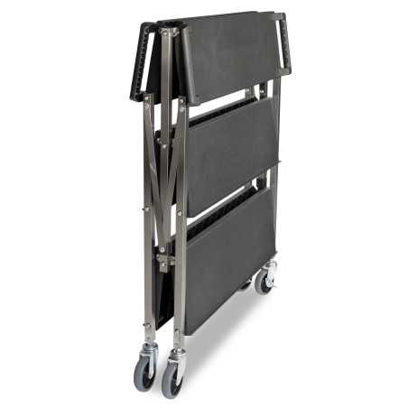 Carro de servei plegable professional d’acer inoxidable amb 3 safates