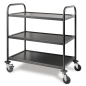 Black Stainless Steel Utility Cart with 3 Shelves for Professional Use