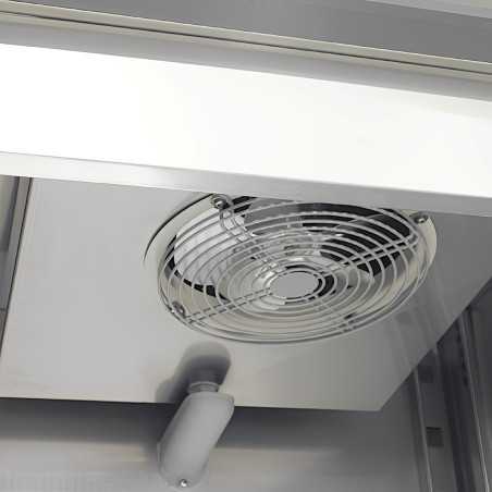 Armari refrigerat industrial INOX de 600 L, amb porta de vidre i prestatges regulables