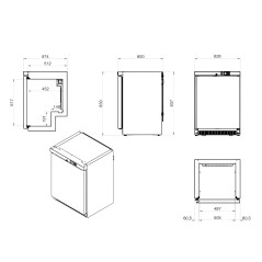 Frigorífico vertical industrial de 125 L con puerta de cristal