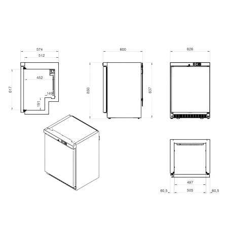 Réfrigérateur vertical industriel 125 L avec porte vitrée
