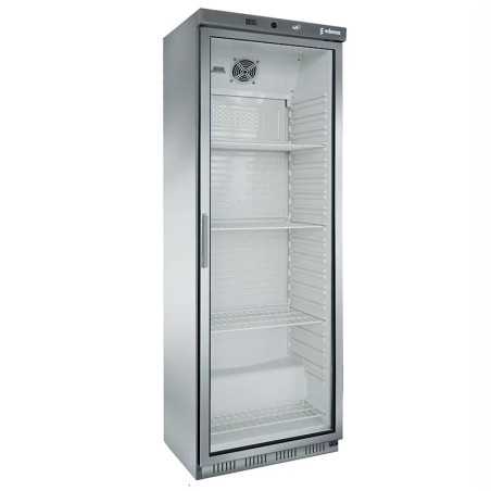 Industrial vertical stainless steel INOX refrigerator 460 L with glass door