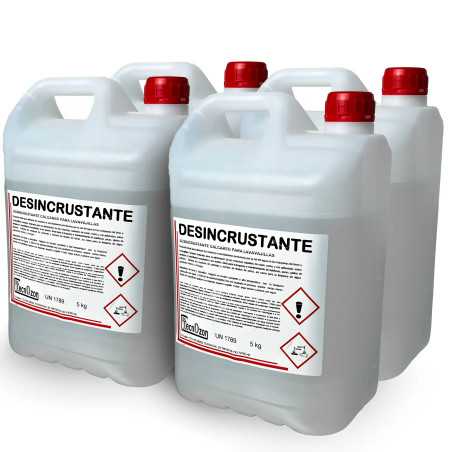 Pack 4 Garrafas desincrustante calcáreo de 5 kg para lavavajillas y maquinaria