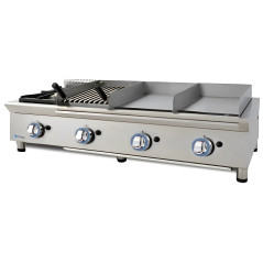 Cocina modular industrial a gas con 1 fuego, 2 planchas y barbacoa vasca Worldmai