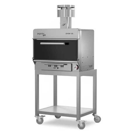 Professional charcoal oven with wheels for 50 servings