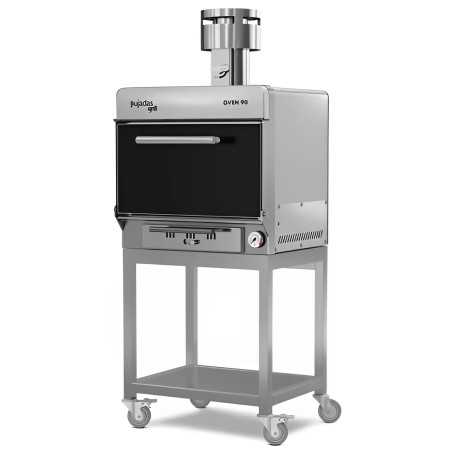 Professional charcoal oven with wheels for 90 servings