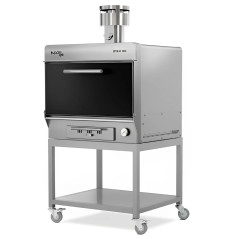 Professional charcoal oven with wheels for 140 servings
