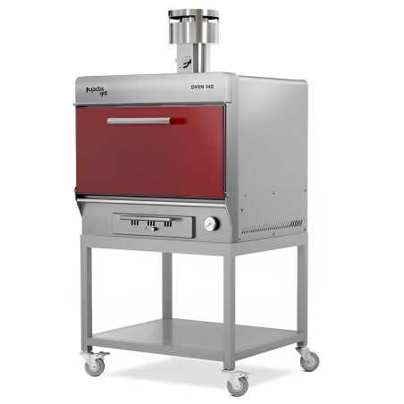 Professional charcoal oven with wheels for 140 servings