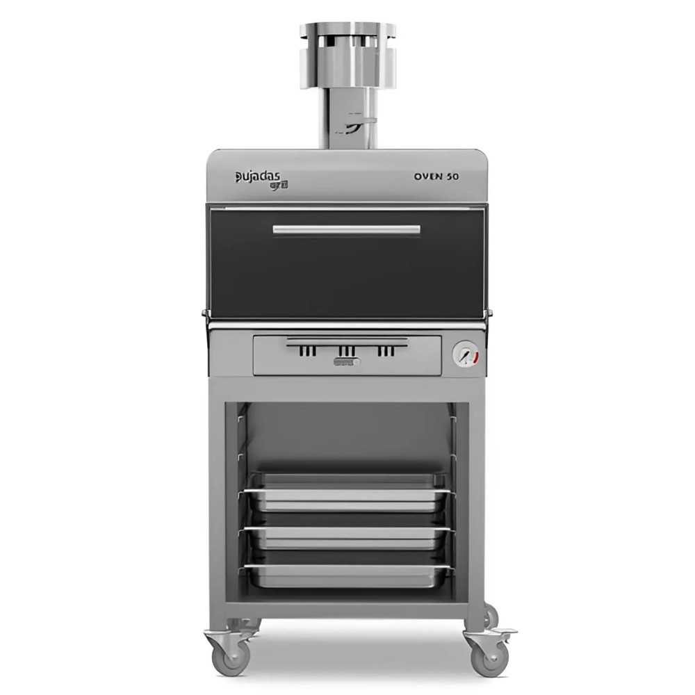 Professional charcoal oven with trays for 50 diners
