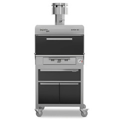 Professional charcoal oven with storage and warming tray for 50 diners