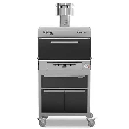 Horno de brasa profesional con almacenamiento y bandeja calentadora 50 comensales