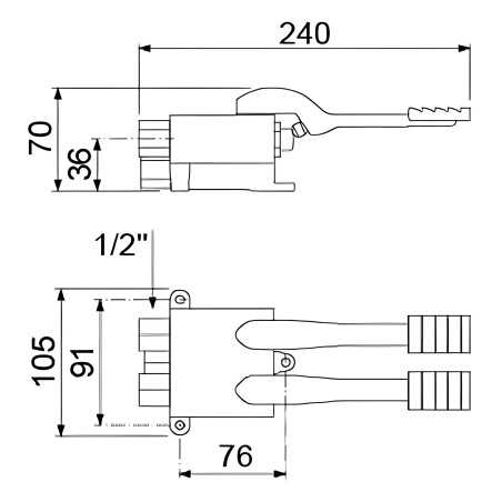 Válvula de pedal doble para agua fría/caliente con montaje en suelo