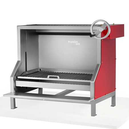 Professional open grill without refractory base with adjustable height