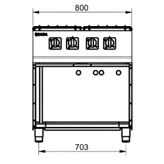 Cocina a gas profesional 750 de 4 fuegos Sara by Repagas