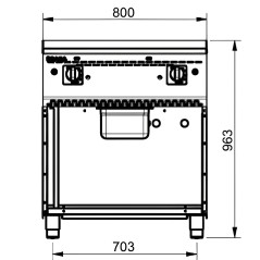 Professional 80 cm gas griddle 750 SARA by REPAGAS