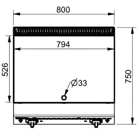 MBH - Gas cooking unit with side splash guard and large surface for intensive commercial catering.