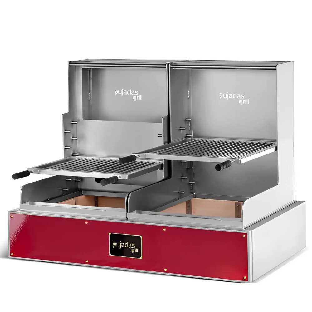 Professional open countertop grill with adjustable height and log rack Professional open countertop grill with adjustable height and log rack