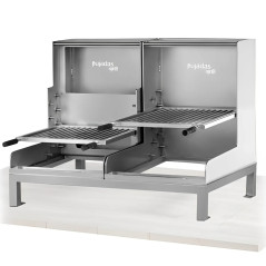 Graella oberta professional sense base refractària, amb alçada regulable i llenyer