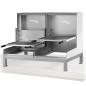 Professional open grill without refractory base, with adjustable height and log rack Professional open grill without refractory base, with adjustable height and log rack
