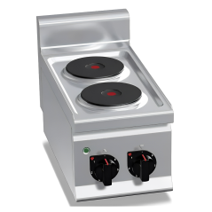 Electric cooker with two industrial plates tabletop depth 600