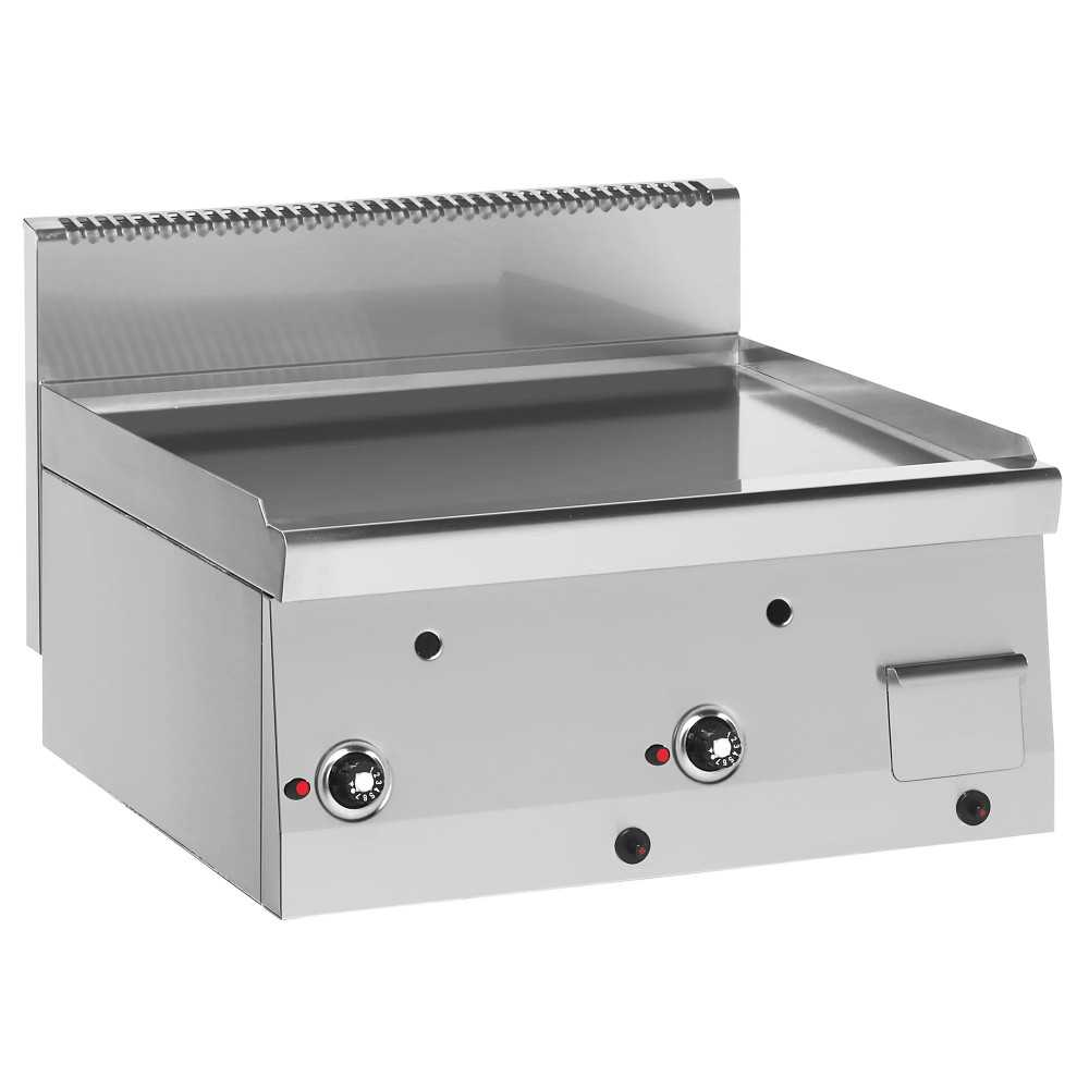 Frytop industriel lisse 60 cm en acier inoxydable avec profondeur de gaz 600