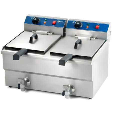 Fregidora elèctrica doble professional WORLDMAI de 26 litres amb aixetes de buidatge