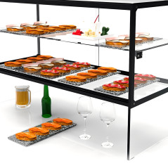 Neutral elevated display case 55 cm with shelf and serving hatch