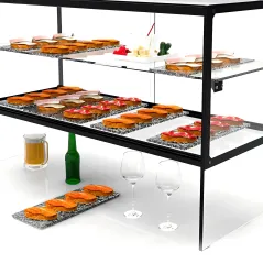 Vitrina expositora elevada neutra 55 cm amb prestatge i passaplats