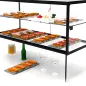 Vitrine surélevée neutre 55 cm avec étagère et passe-plat