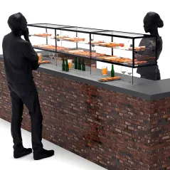 Vitrine surélevée neutre 55 cm avec étagère et passe-plat