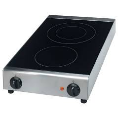 Table de cuisson vitrocéramique professionnelle avec 2 zones de cuisson