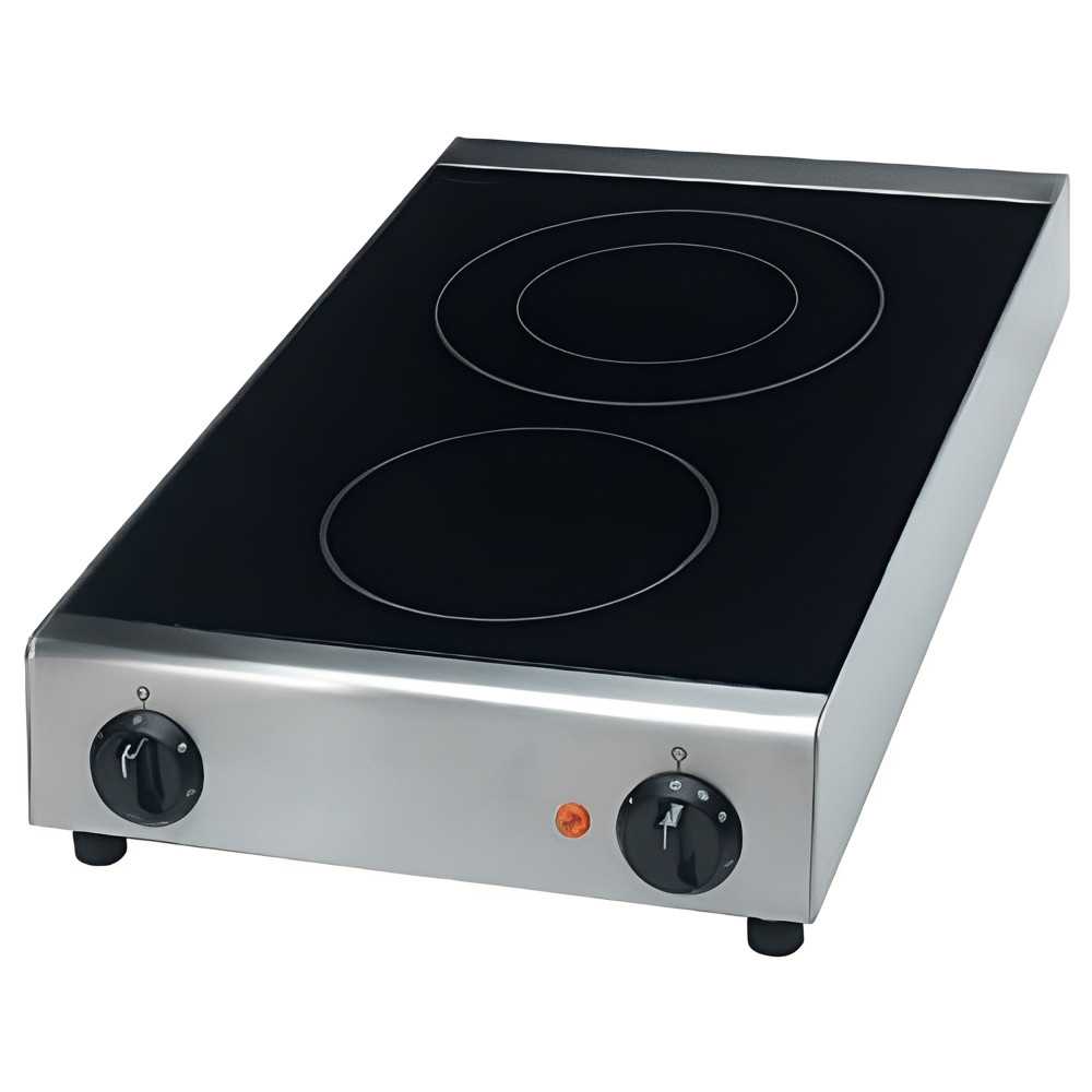 Table de cuisson vitrocéramique professionnelle avec 2 zones de cuisson