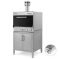 Horno de brasa profesional de exposición con almacenamiento y ruedas 140 comensales