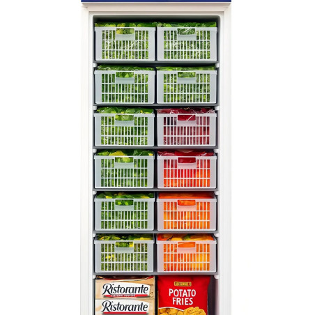 Congelador industrial vertical con cestas para hostelería