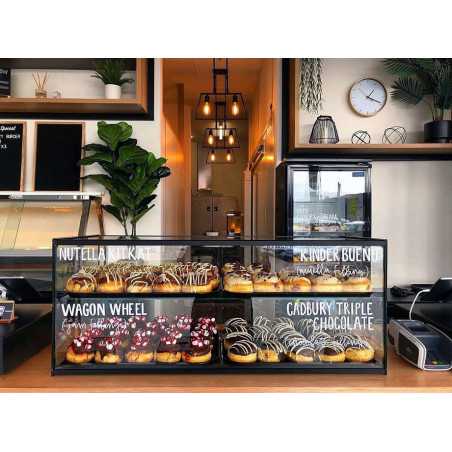 Glass non refrigerated double layer SLIM 92 cm display case for cakes and pastries