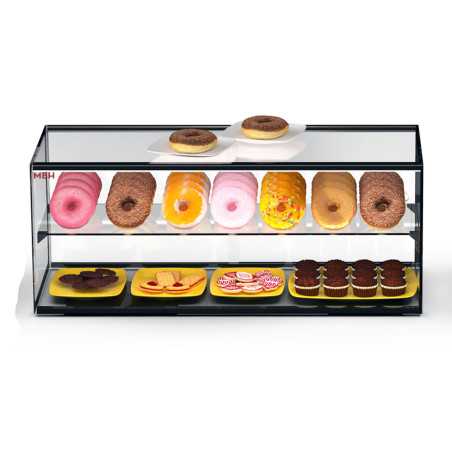 Vitrina expositora neutra SLIM 92 cm 2 pisos para hostelería de exposición