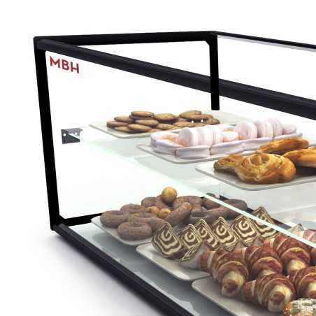 Glass non refrigerated double layer 120 cm display case for cakes and pastries