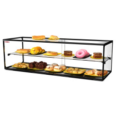 Vitrina expositora neutra de cristal 120 cm 2 pisos para bollería y repostería