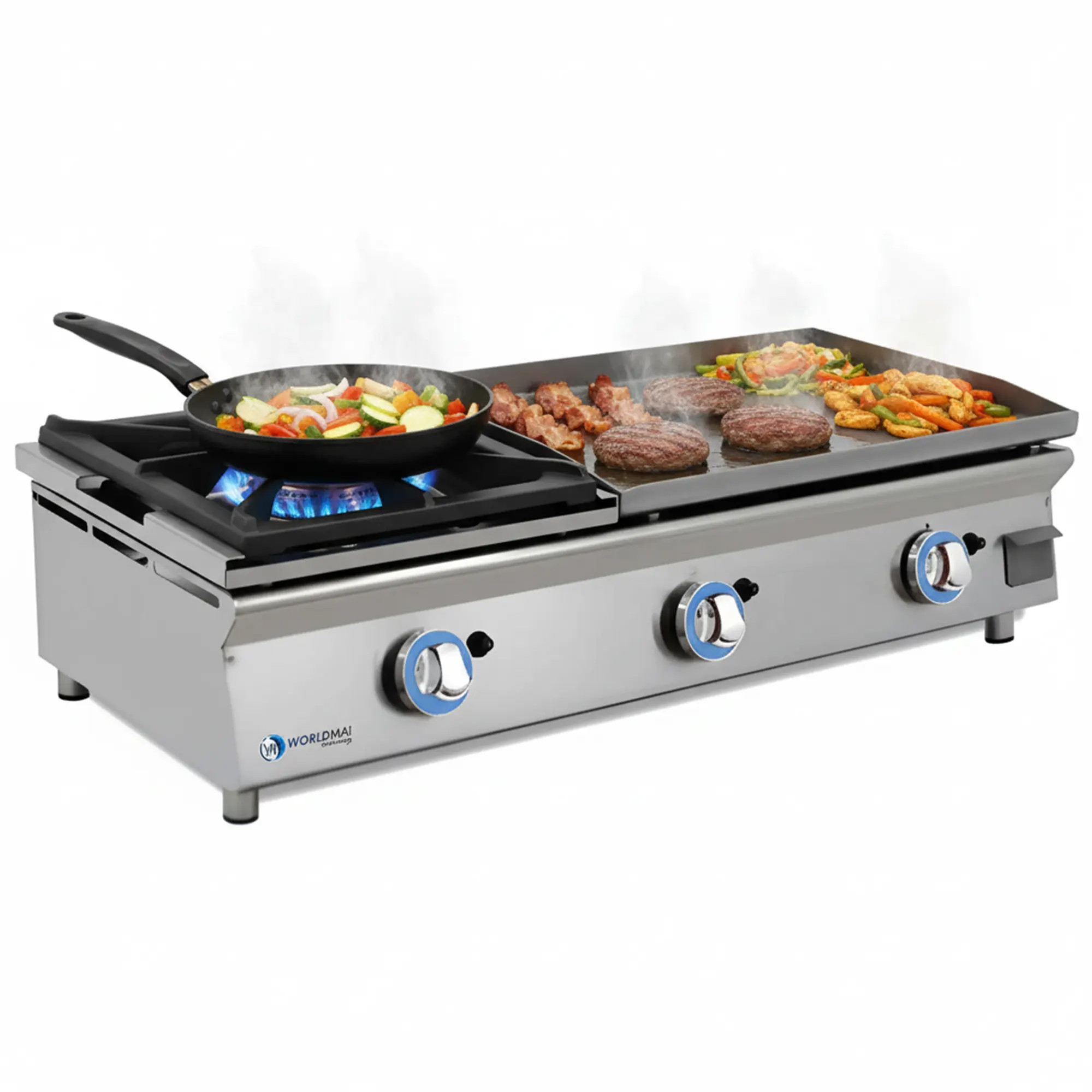 Plancha a gas en acero laminado + fogón