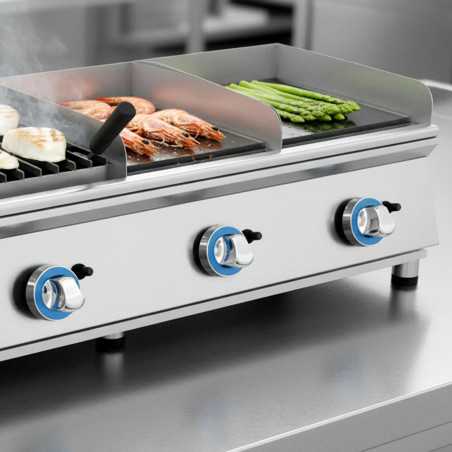 MBH - Barbacoa piedra volcánica industrial, parrilla acanalada regulable. Sabor tradicional restauración.